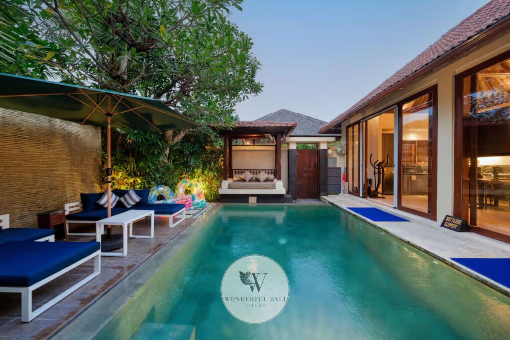 Private infinity pool with sun deck at Asteria Luxury Spa Villa for sale in Seminyak, Bali