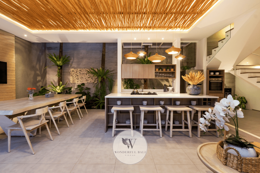Swan Tiga – Open dining and kitchen space with tropical natural light – Seminyak, Bali