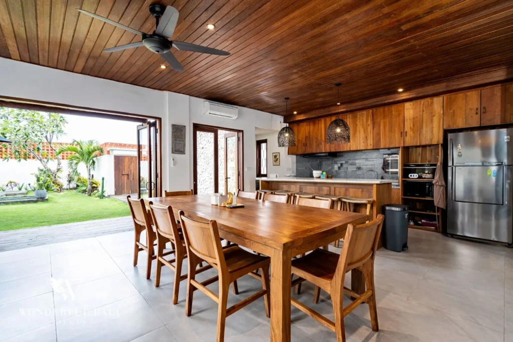 monthly villa rental umalas — outdoor dining pavilion