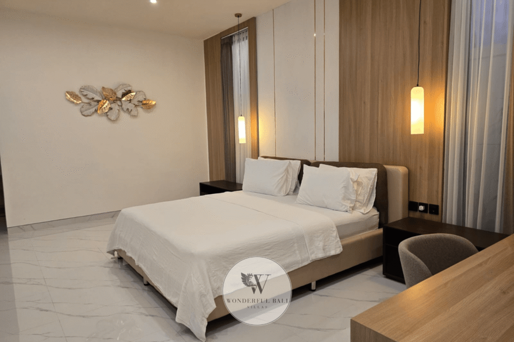 Villa Toku – Master bedroom second angle showing wardrobe and ensuite access – Petitenget, Seminyak Bali