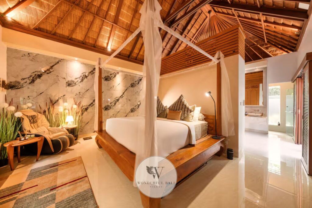 Master bedroom with in-room private massage chair at Asteria Luxury Spa Villa, Seminyak Bali