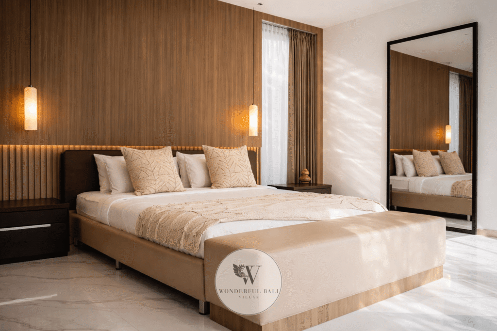 Villa Toku – Spacious second bedroom with built-in storage and natural light – Petitenget, Seminyak Bali
