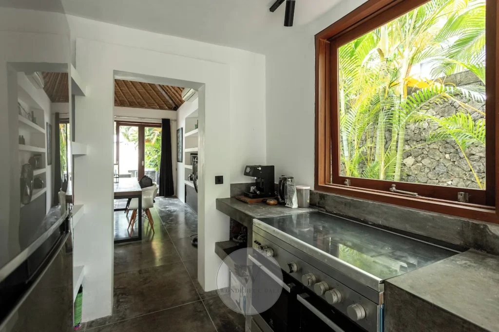 Kitchen counter with appliances, three-bedroom villa in Umalas