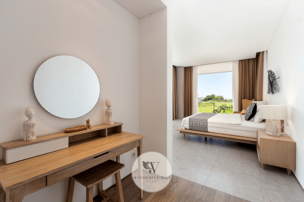 Swan Satu – Master bedroom with walk-in dressing room and built-in wardrobe – Seminyak, Bali