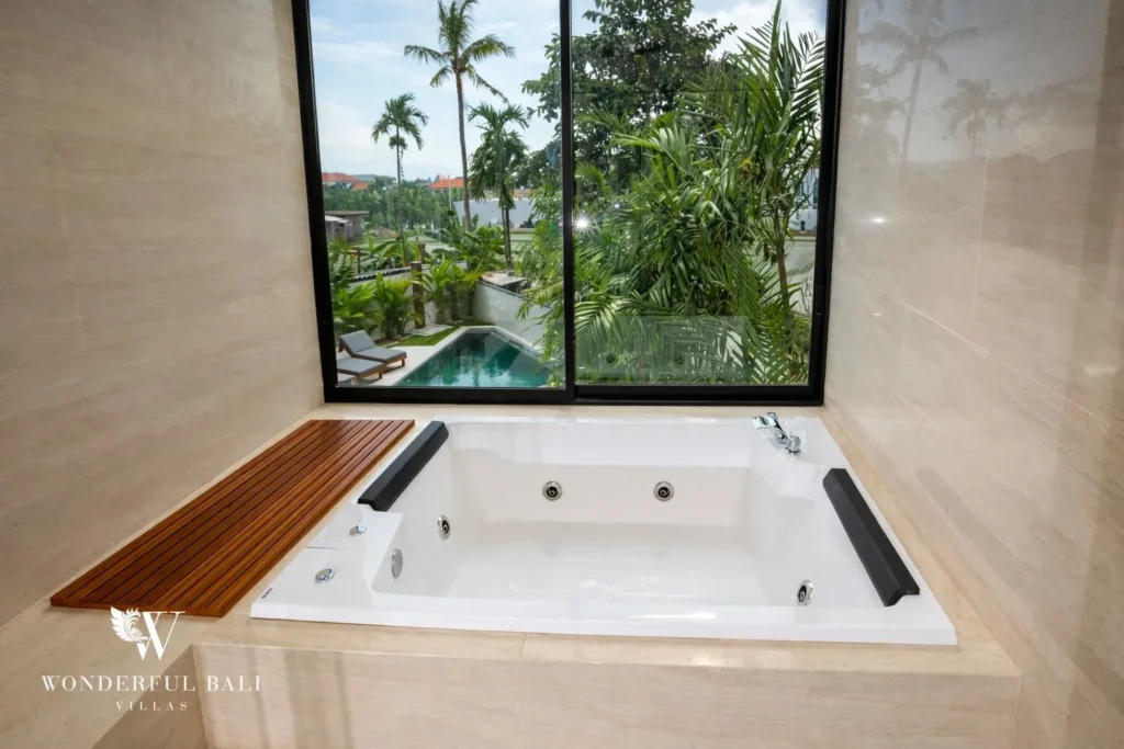 3BR villa for sale Canggu — bathroom with freestanding tub