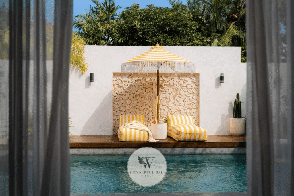 Villa Toku – Lush tropical garden and pool view from the master bedroom – Petitenget, Seminyak Bali