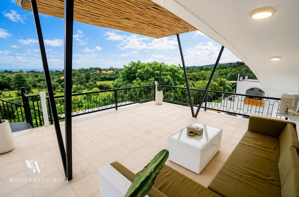 Private balcony with valley view, 3-bedroom villa in Ungasan, Bukit