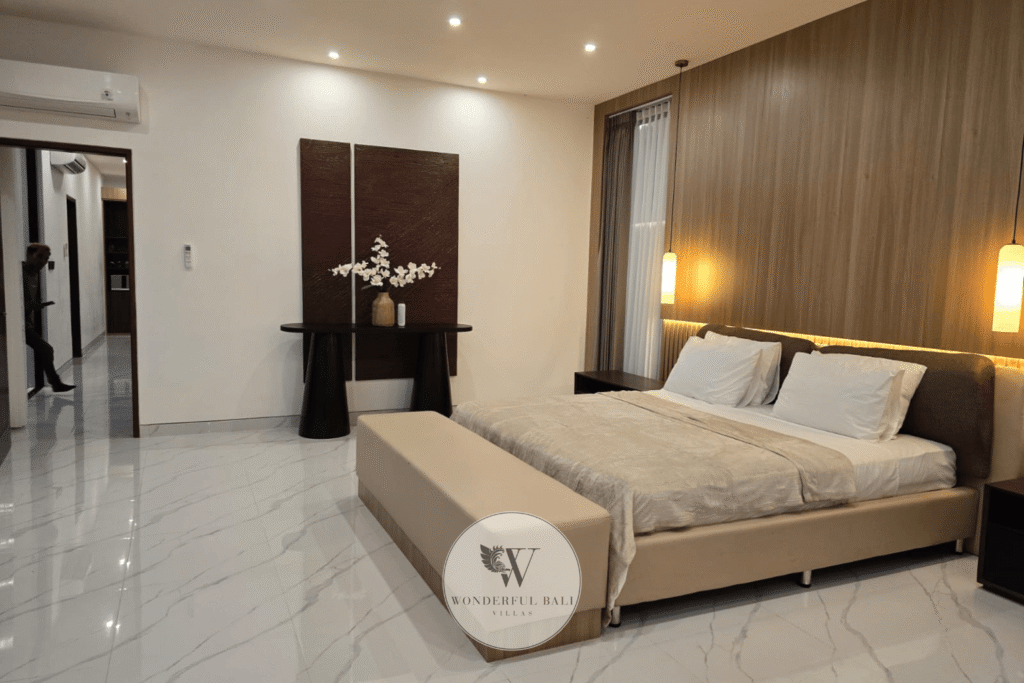 Villa Toku – Bedroom with elegant Balinese-inspired décor and soft lighting – Petitenget, Seminyak Bali