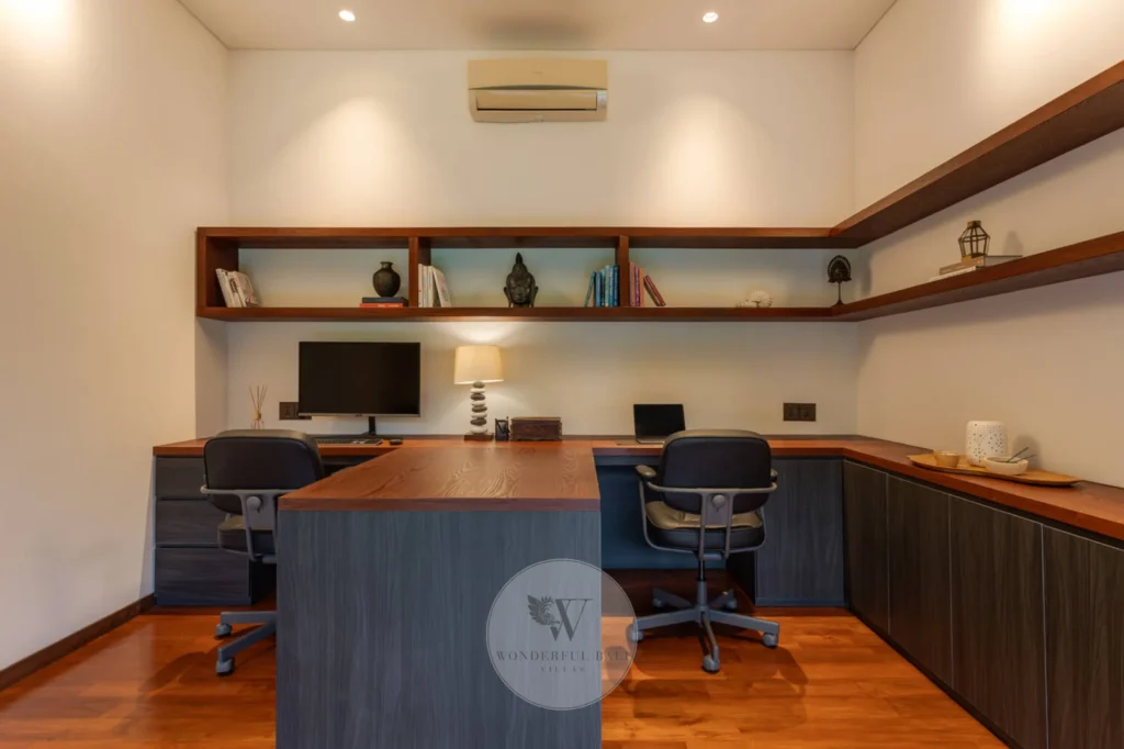 Dedicated home office with built-in desk, Canggu villa