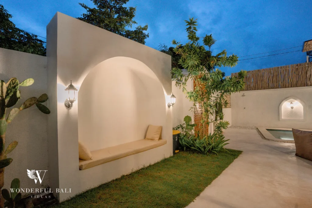 Poolside garden adjacent to the private pool, 3-bedroom villa in Ungasan, Bukit