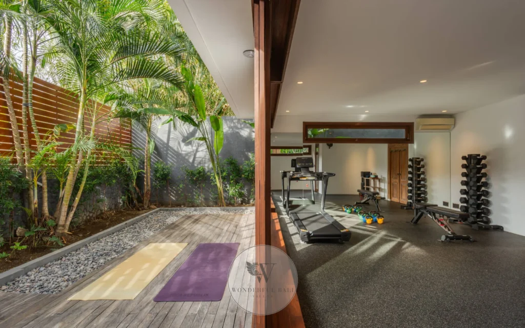 Private gym inside the wellness suite, Canggu six-bedroom estate