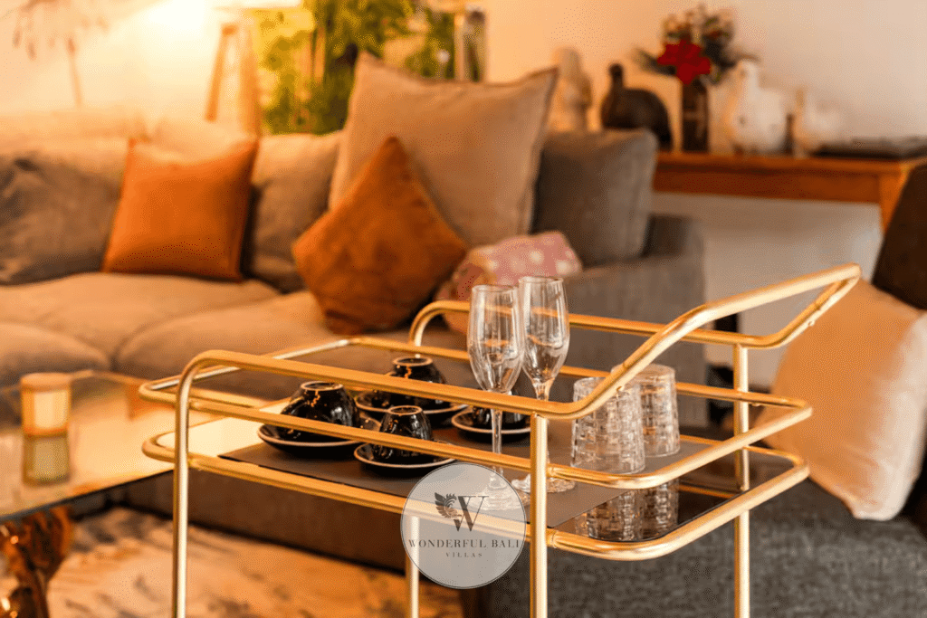 Premium in-villa serving amenities and luxury accessories at Asteria Villa, Seminyak Bali