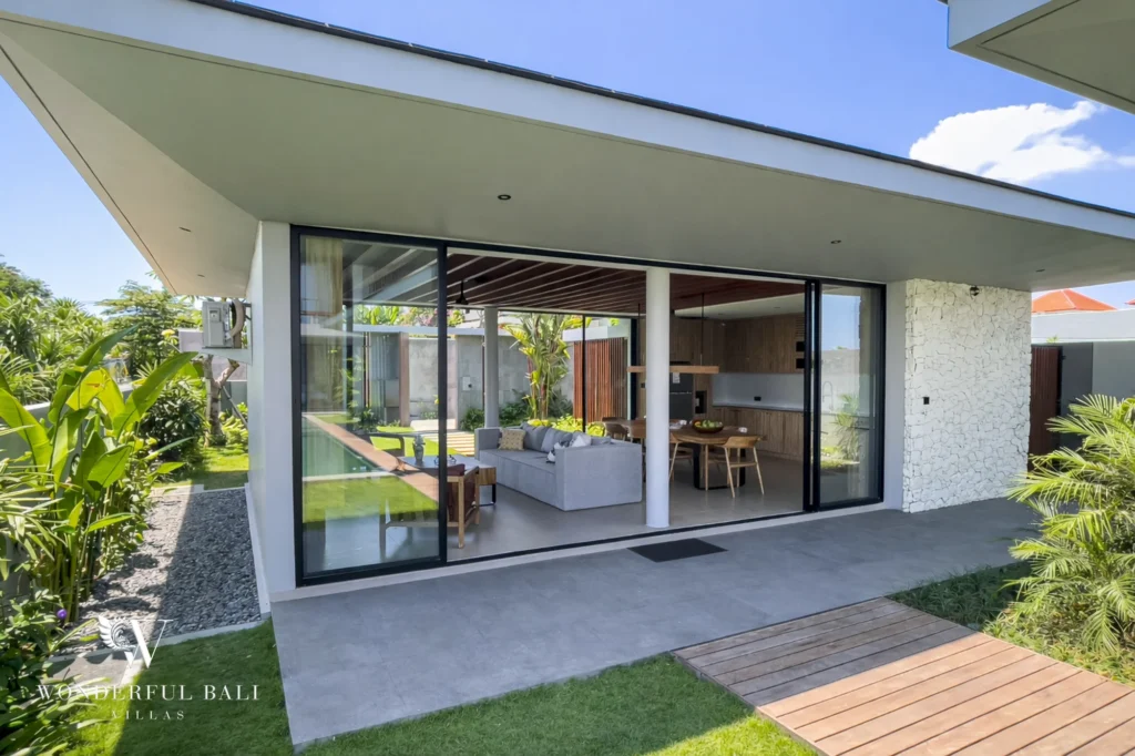 Villa exterior from the private access road, Tumbak Bayuh, Pererenan
