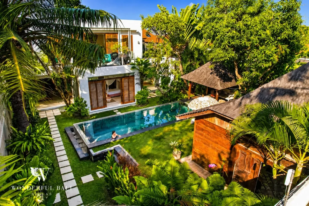 12-metre private pool and tropical garden with villa exterior, 4-bedroom villa in Petitenget, Seminyak