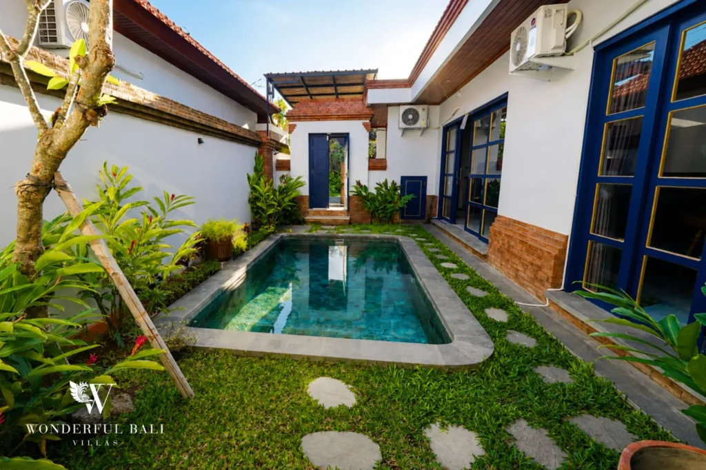 Private pool with tropical garden planting, 2-bedroom Balinese modern villa in Sanur