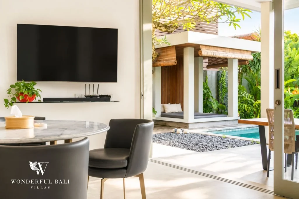 monthly villa rental Umalas — living area pool view