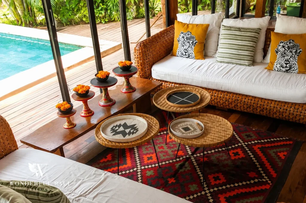 Outdoor daybed lounge area, 4-bedroom joglo villa in Umalas
