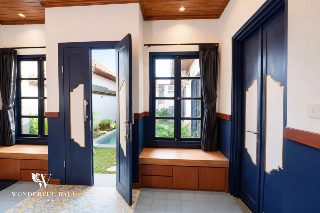 Entrance hallway opening to a garden view, 2-bedroom villa in Sanur