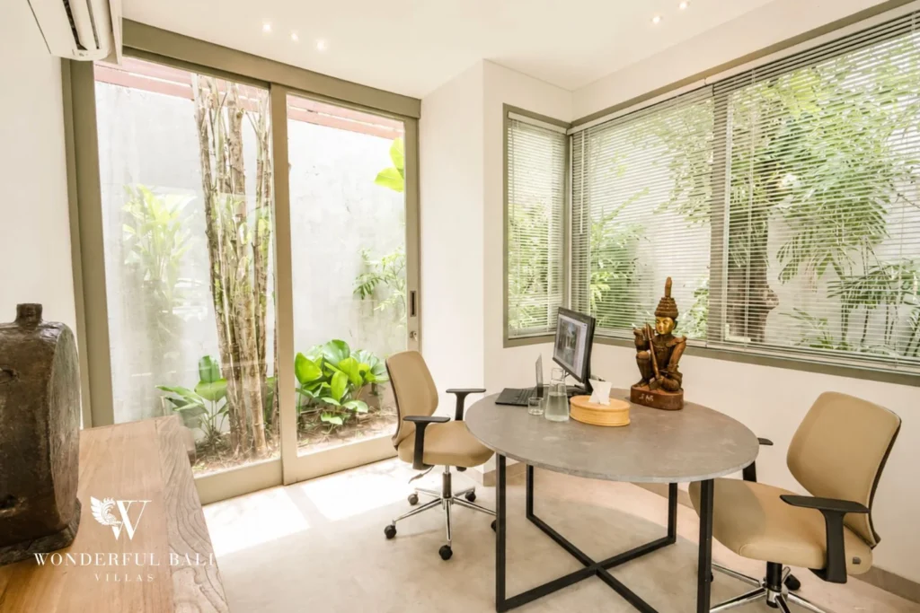 monthly villa rental Umalas — home office garden view