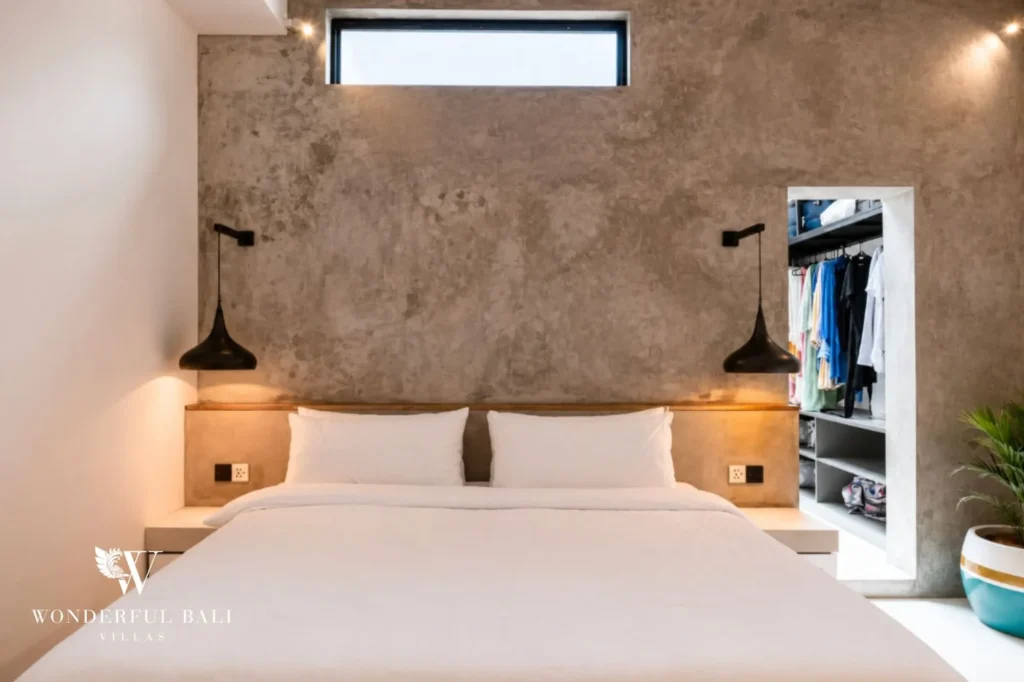 Bedroom with a walk-in wardrobe, 2-bedroom villa in Canggu