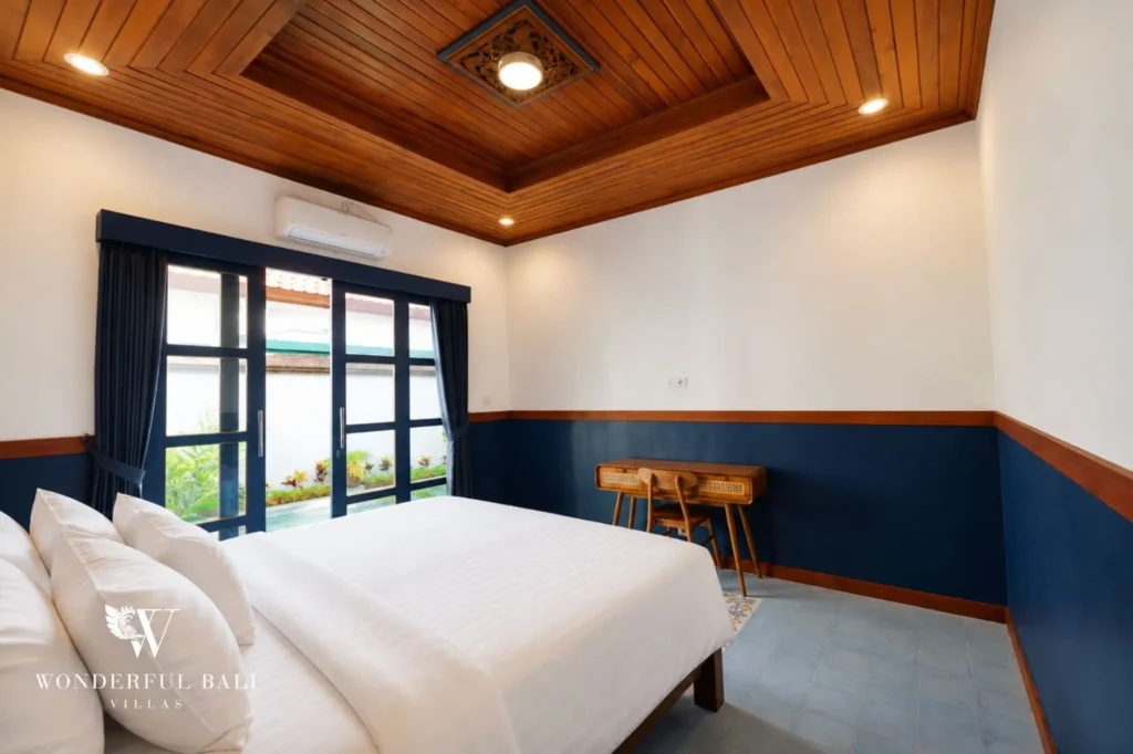 Bedroom with a study desk, 2-bedroom Balinese modern villa in Sanur