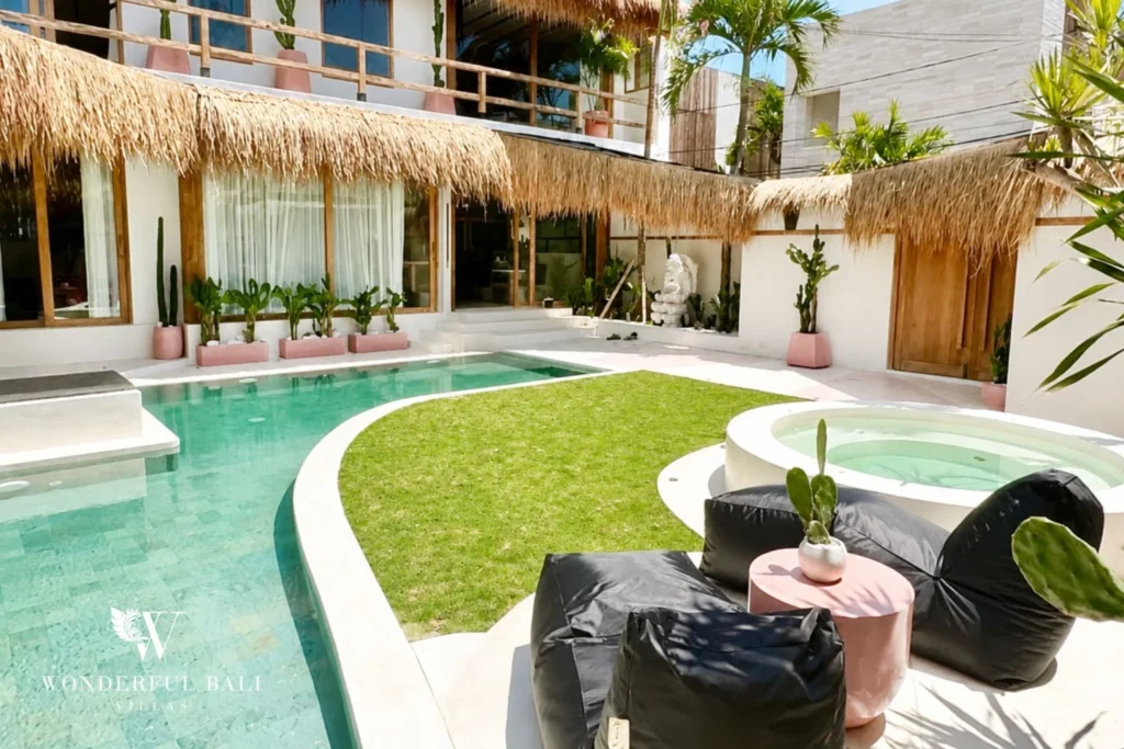 Pool, jacuzzi and beanbag lounge area in Berawa, Bali
