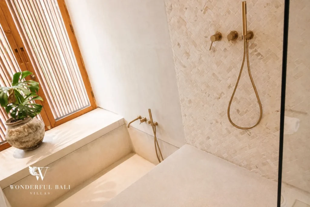 Bathroom with soaking tub and large window, 4-bedroom villa in Kaba-Kaba