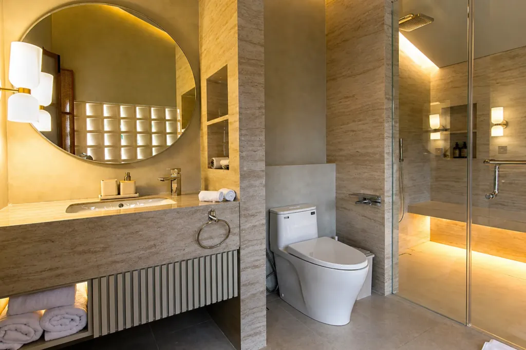 Private bathroom with shower and vanity, Villa Umahan Sanur 3BR Family villa