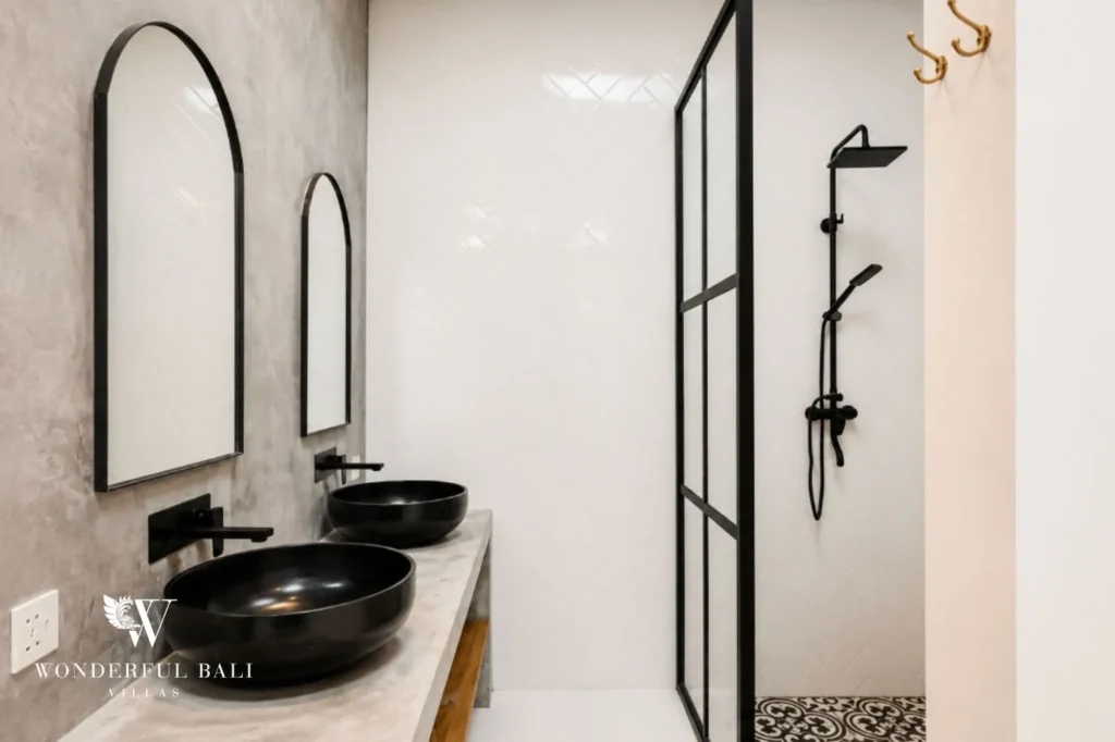 Bathroom with walk-in shower, 2-bedroom villa in Canggu