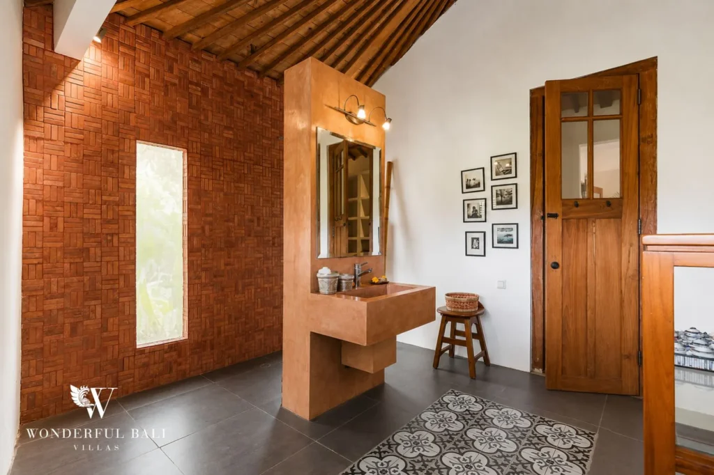Bedroom doorway opening to garden, 4-bedroom joglo villa in Umalas