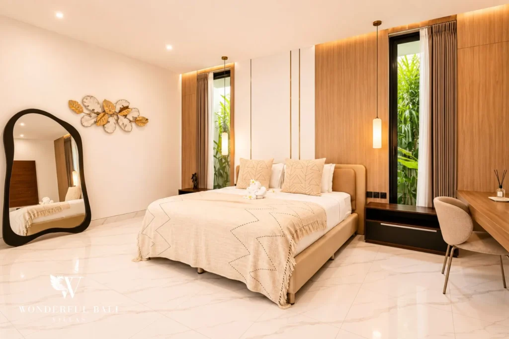 Bedroom with dressing area, 2-bedroom villa in Petitenget, Seminyak