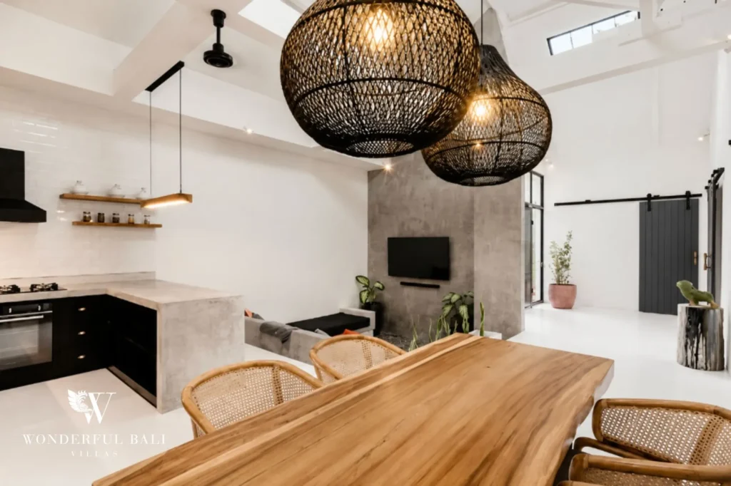 Kitchen with a breakfast bar, 2-bedroom villa in Canggu