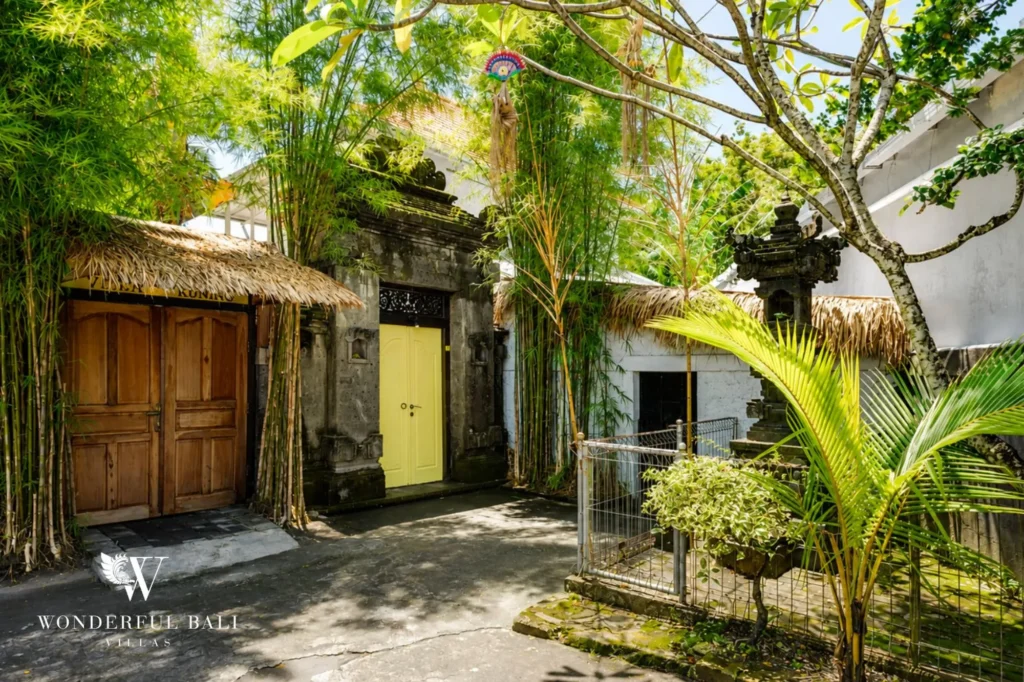 Tropical garden pathway through the property, 4-bedroom family villa in Berawa, Canggu