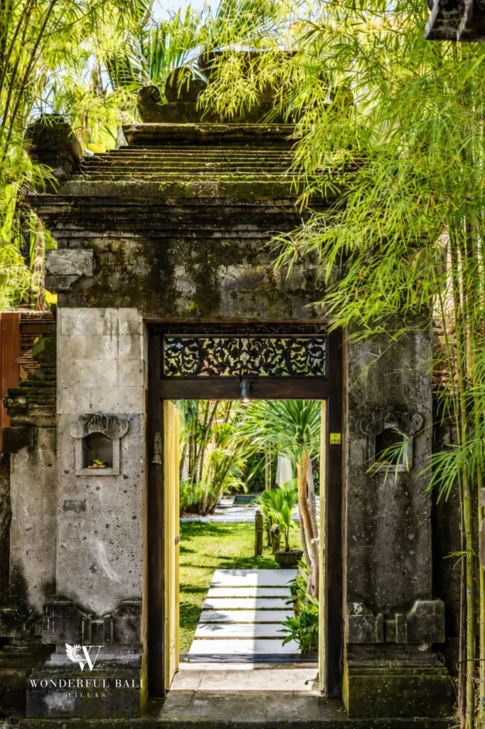 Property entrance gate from the residential lane, 4-bedroom family villa in Berawa, Canggu