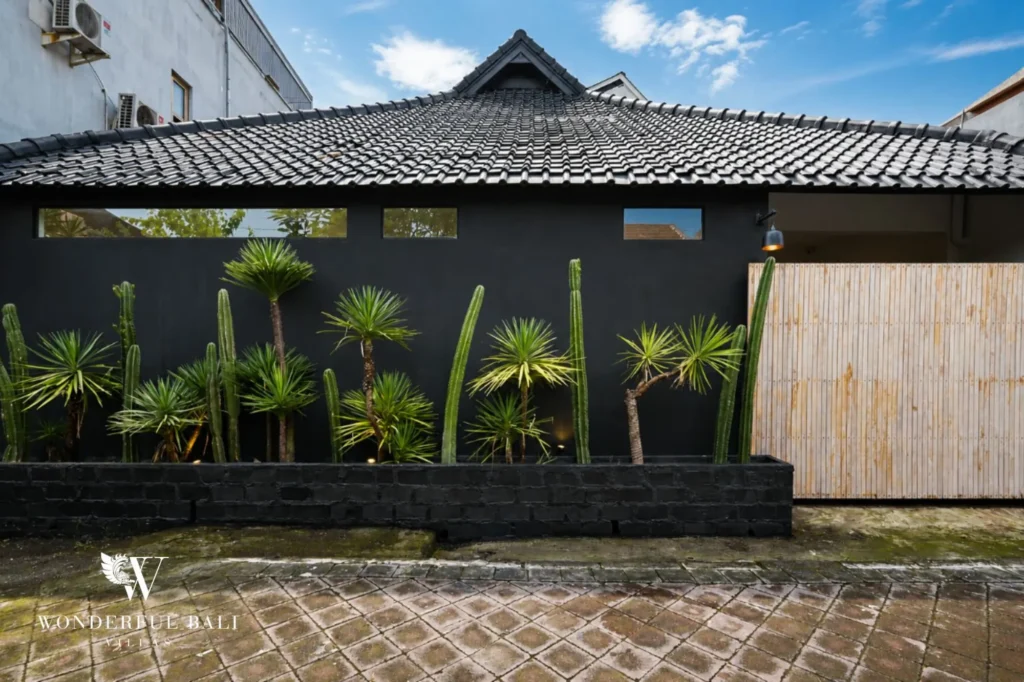 Villa exterior with a tropical garden, 2-bedroom villa in Canggu