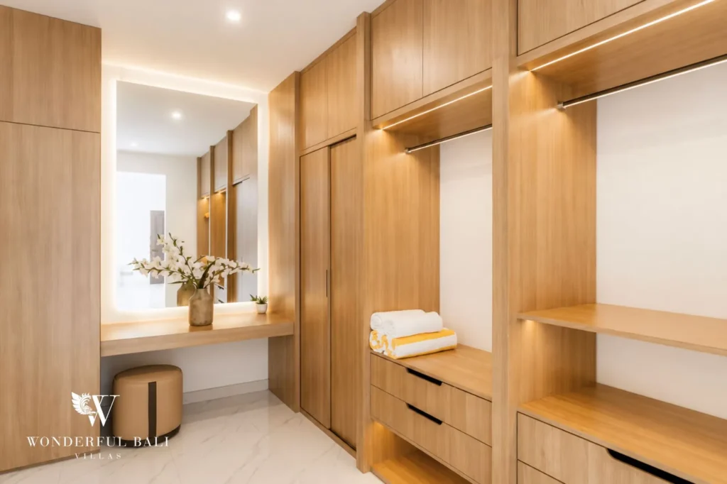 Walk-in wardrobe, 2-bedroom villa in Petitenget, Seminyak