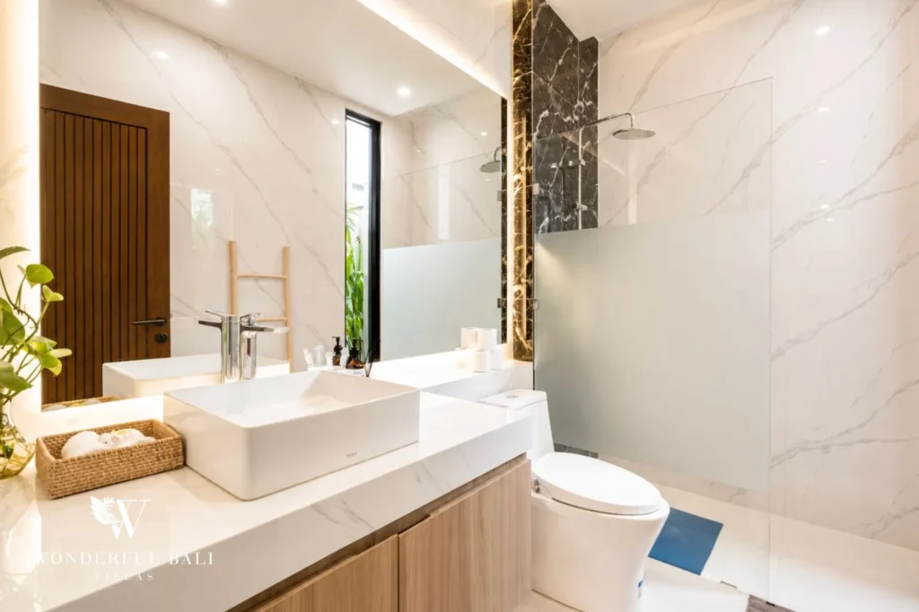 Bathroom with vessel sink, 2-bedroom villa in Petitenget, Seminyak