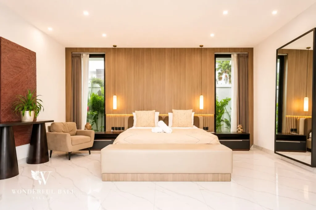Bedroom with seating area, 2-bedroom villa in Petitenget, Seminyak