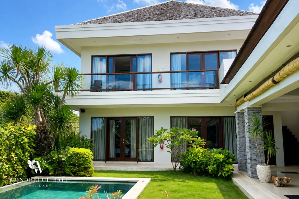 Multi-storey villa exterior with pool, 5-bedroom villa in Batu Bolong, Canggu