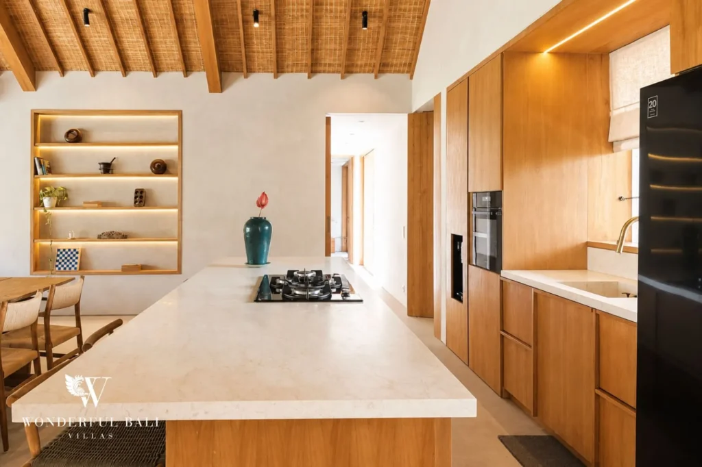 Interior kitchen with vaulted ceiling, 4-bedroom villa in Kaba-Kaba, Tabanan