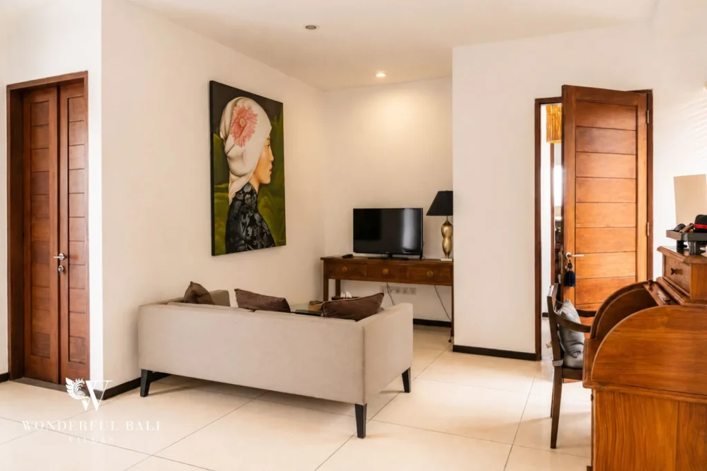 Bathroom vanity with mirror and twin basins, 4-bedroom villa in Berawa, Canggu