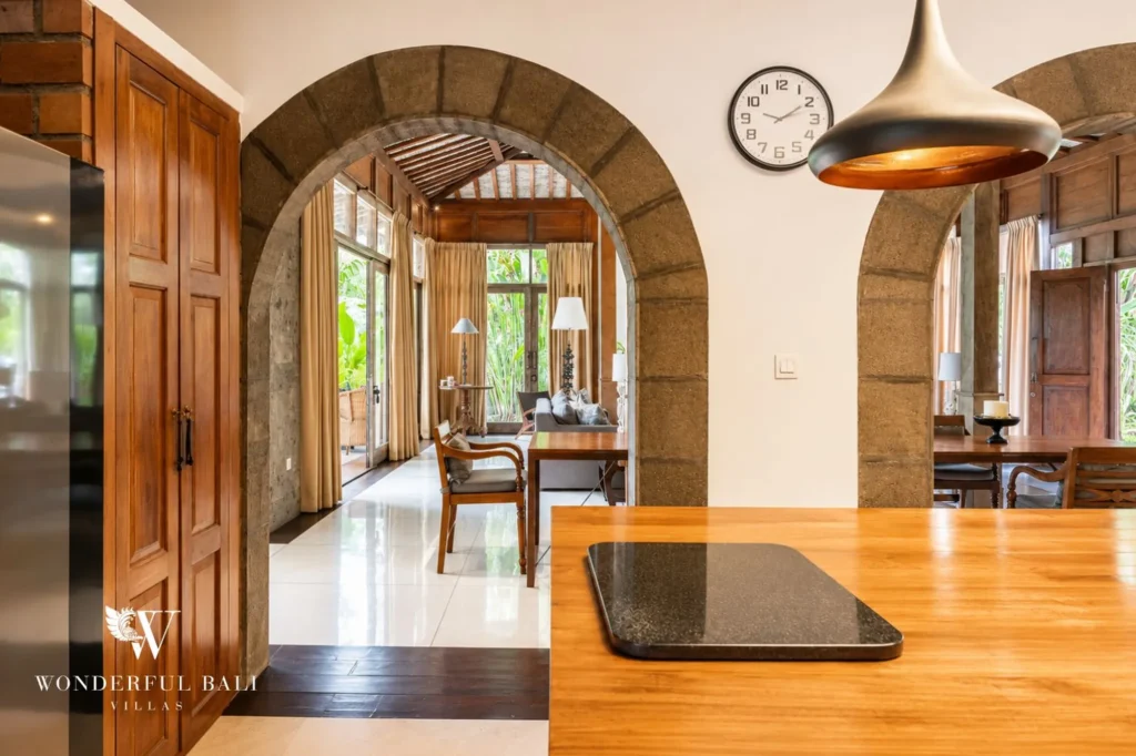 Lounge seating area with sofa and side tables, 4-bedroom villa in Berawa, Canggu