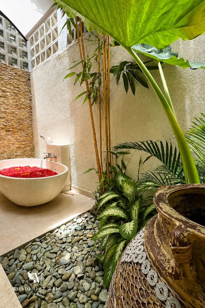 Stepped pathway through tropical garden, 4-bedroom villa in Petitenget, Seminyak
