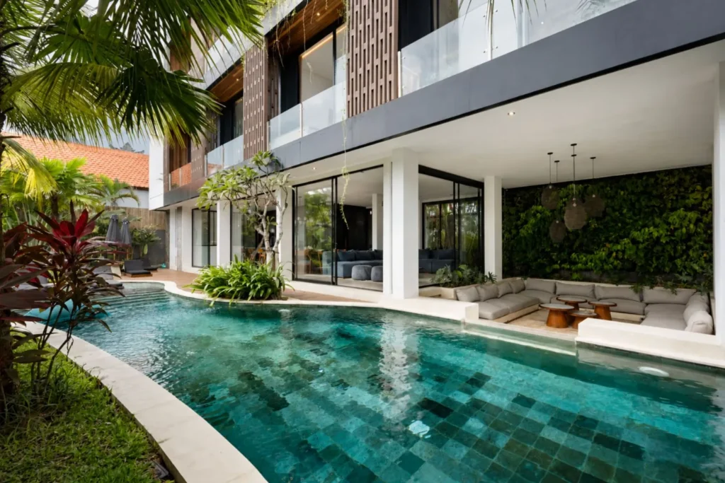 5BR villa for long-term rent Cemagi — ocean-view villa with a freeform private pool and tropical garden, Cemagi