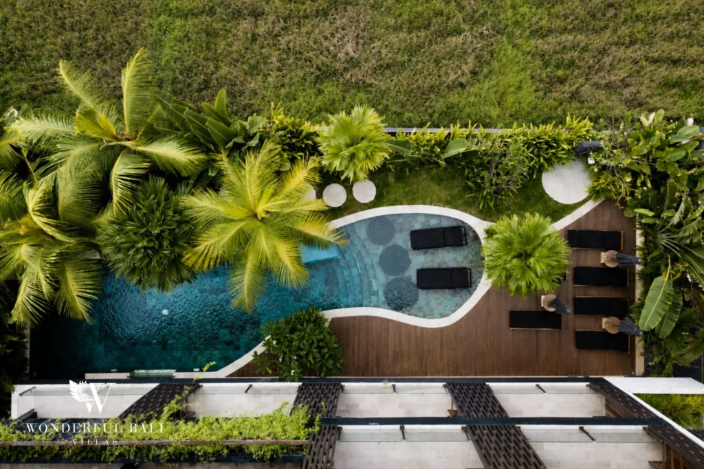 5BR villa for long-term rent Cemagi — freeform private pool and sun deck