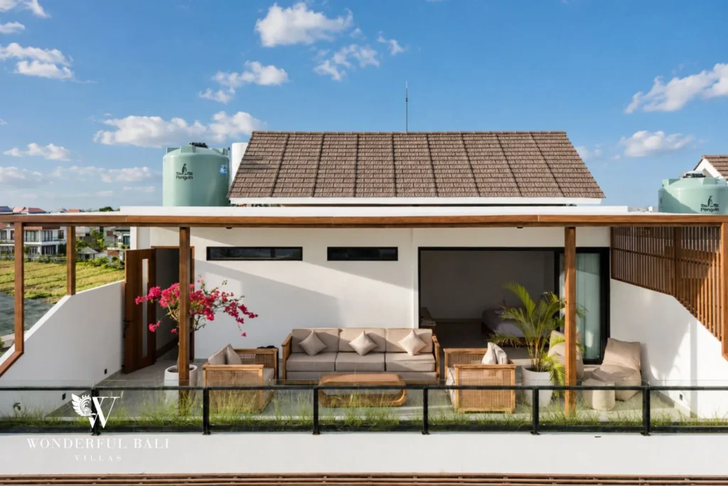 monthly villa rental cemagi — villa exterior open living pool