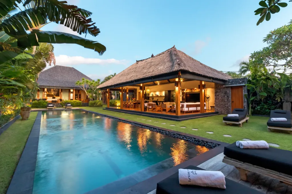 Pool by night at Villa Wolfe, Seminyak