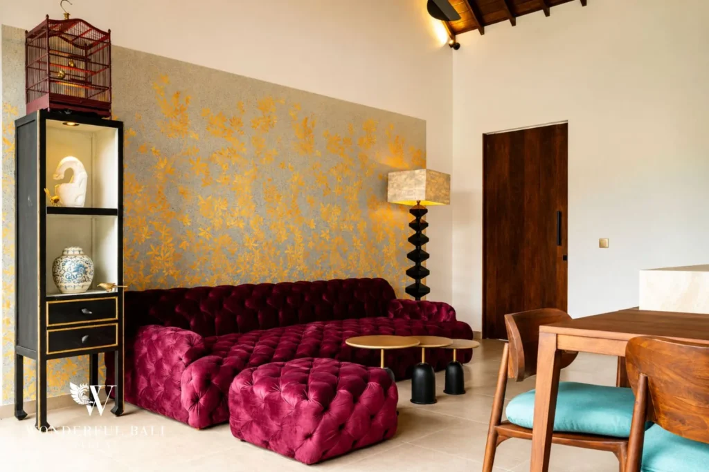 3BR villa for monthly rent Canggu — dining area with bar counter