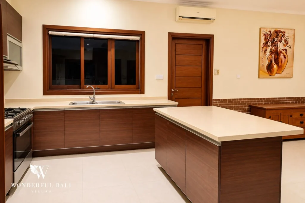 monthly villa rental sanur — dining area living tv
