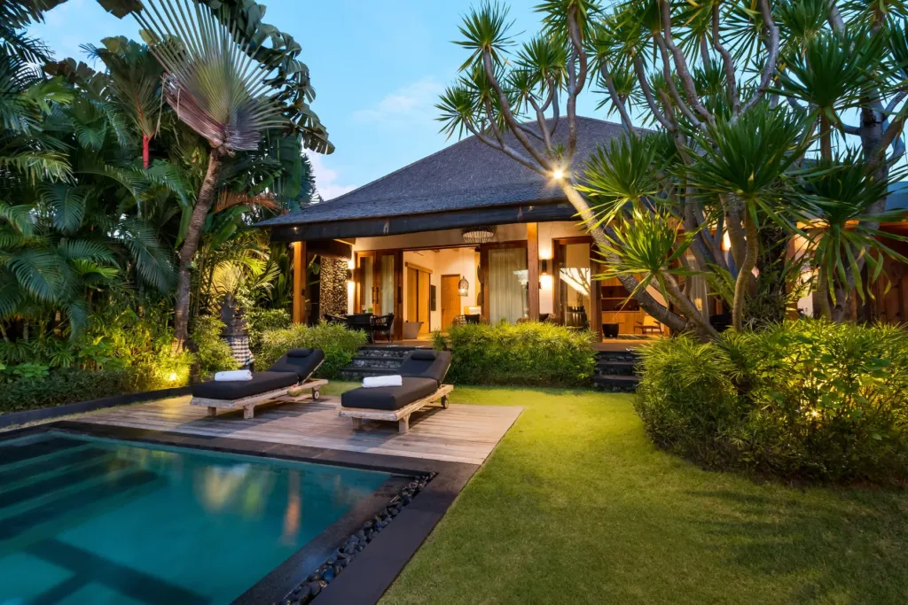 Pool by night at Villa Wolfe, Seminyak